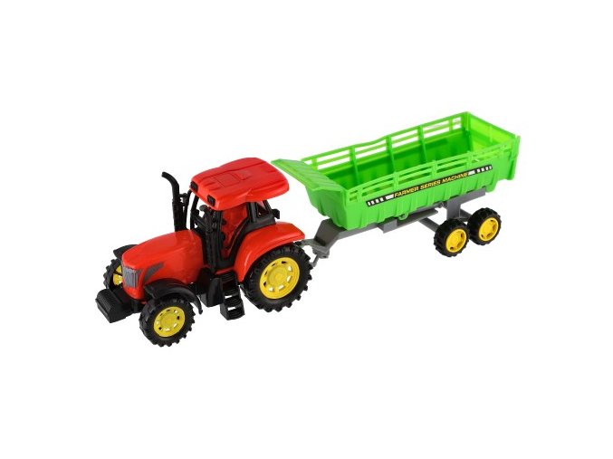 Traktor s vlekem plast 35 cm na setrvačník v krabici