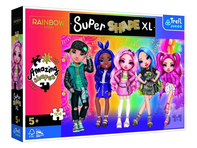 Puzzle 104 XL Super Shape Styly Rainbow High 60x40 cm v krabici