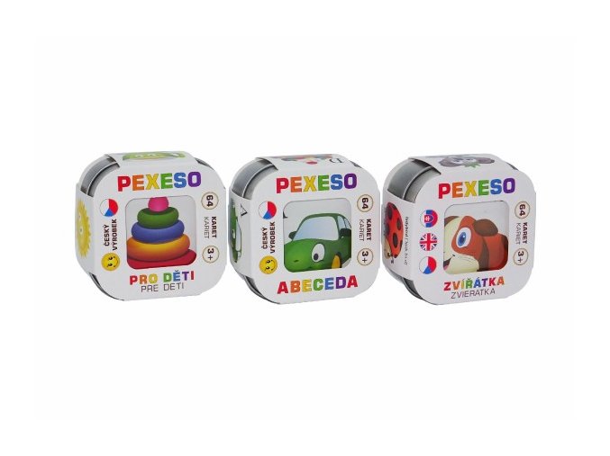Pexeso 3 ks Abeceda, Zvířátka, Pro děti společenská hra v krabičce