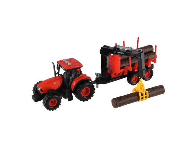 Traktor ZETOR s vlekem s naklád. ramenem plast 36 cm na setrvačník na bat. se svět. se zvuk. v krab.