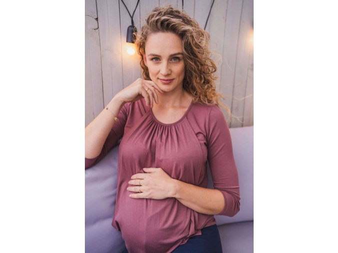 Těhotenské a kojící tričko Kangaroo růžovo hnědá