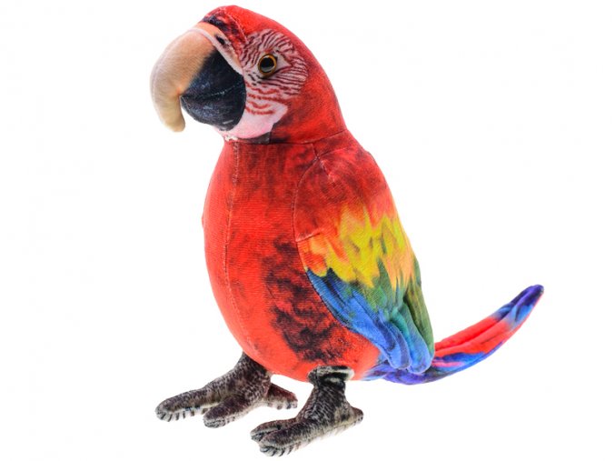 Papoušek Ara plyšový 20 cm červený stojící