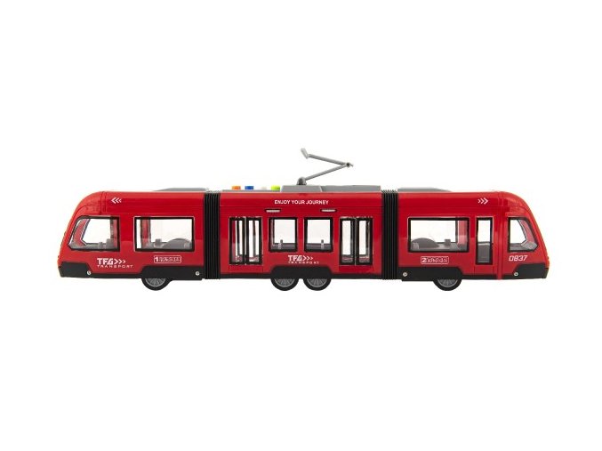 Tramvaj/Vlak plast 44 cm na setrvačník na baterie se zvukem se světlem
