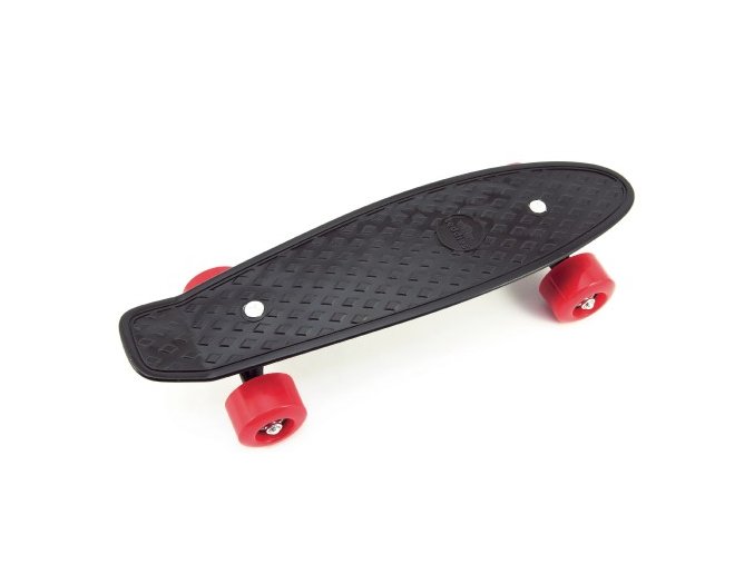 Skateboard - pennyboard 43 cm, nosnost 60 kg plastové osy, černá, červená kola