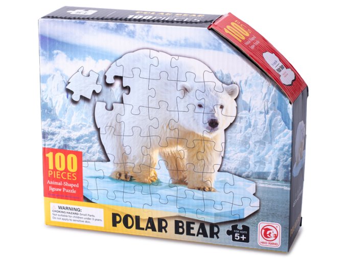 Puzzle 48 x 42 cm lední medvěd 100 dílků v krabičce