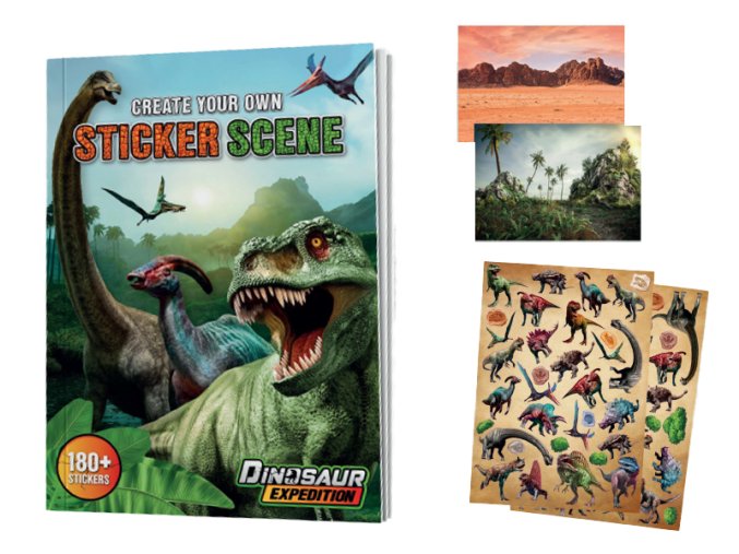 Kniha samolepek A4 s dinosauřími motivy 10 listů