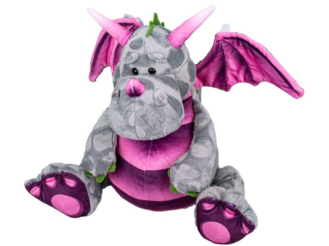 Drak plyšový 30 cm šedý sedící