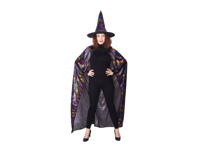 Plášť čarodějnický pavučinka s kloboukem pro dospělé