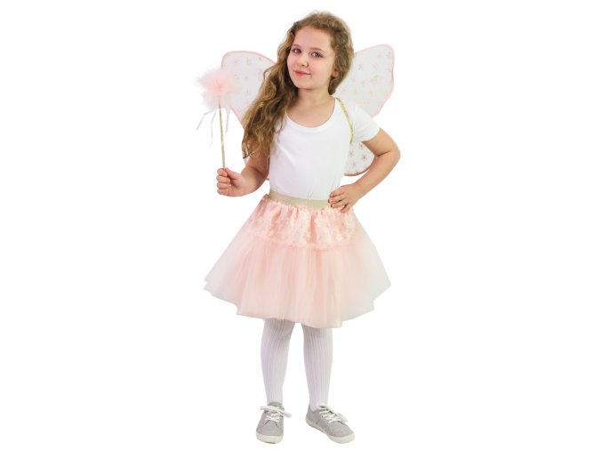 Dětský kostým TUTU sukně květinová víla Růženka s hůlkou a křídly e-obal