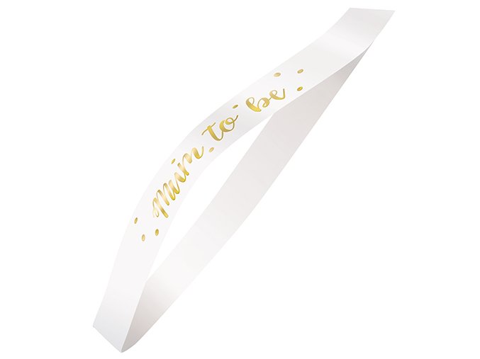 Satinová šerpa "Mum to be" bílá