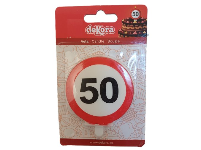 Narozeninová svíčka dopravní značka 50. narozeniny