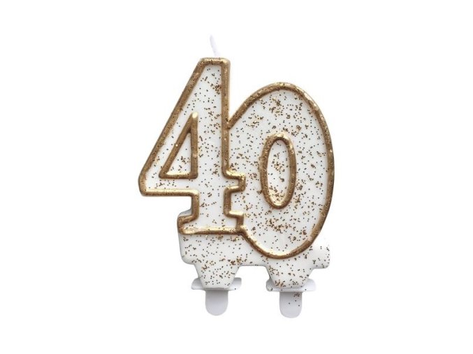 Svicka cislo 40 zlaty obrys s glitry 8 cm 34SGCZ40