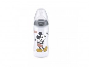 Kojenecká láhev na učení NUK Disney MICKEY s kontrolou teploty 300 ml šedá