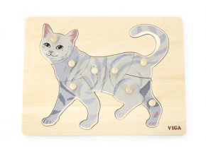 Dřevěná montessori vkládačka - kočka