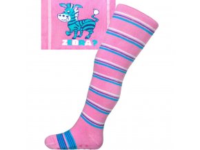 Bavlněné punčocháčky s ABS růžové zebra s pruhy