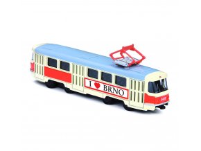 Kovová česká retro tramvaj 16 cm Brno