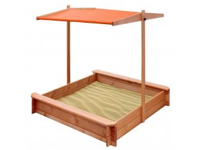 Dětské dřevěné pískoviště se stříškou 120x120 cm oranžové