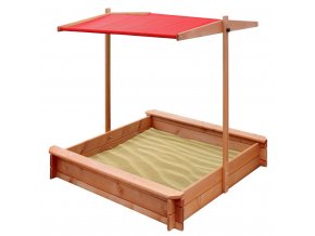 Dětské dřevěné pískoviště se stříškou 120x120 cm červené