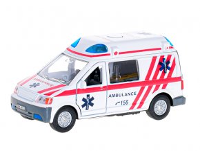 Traffic ambulance 14 cm kov zpětný chod na baterie český design světlo a zvuk