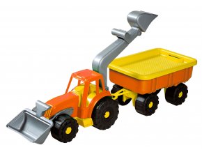 Traktorový nakladač s vlekem Power Worker - délka 58 cm, oranžový