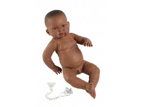 New born chlapeček - realistická panenka miminko černé rasy s celovinylovým tělem - 45 cm
