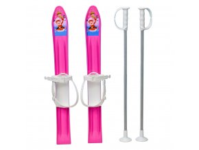 Dětské lyže s vázáním a holemi 60 cm růžové