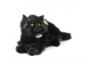 Plyšová kočka černá ležící 30 cm