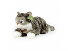 Plyšová mourovatá kočka šedá 40 cm