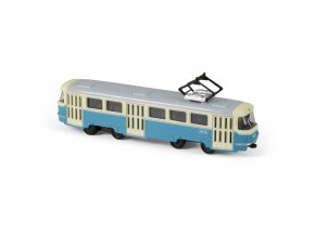 Kovová tramvaj modrá 16 cm