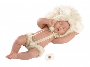 New born holčička - spící realistická panenka miminko s celovinylovým tělem - 31 cm