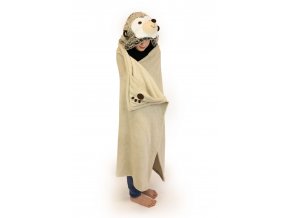 Ježek - hřejivá deka s kapucí se zvířátkem a tlapkovými kapsami