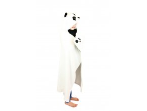 Panda - hřejivá deka s kapucí se zvířátkem a tlapkovými kapsami
