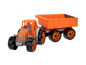 Traktor se sklápěcím přívěsem 54 cm zelený v síťce