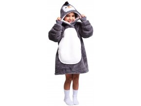 Tučnák - hřejivá televizní mikinová deka s kapucí pro děti 3 - 6 let