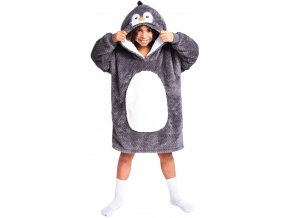 Tučňák - hřejivá televizní mikinová deka s kapucí pro děti 7 - 12 let