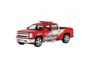 Auto Kinsmart Chevrolet 2014 Silverado Policie/Hasič kov/plast 13 cm na zpětné natažení