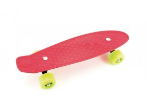 Skateboard - pennyboard 43 cm, nosnost 60 kg plastové osy, červený, zelená kola