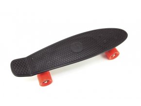 Skateboard - pennyboard 60 cm nosnost 90 kg, kovové osy, černá barva, oranžová kola