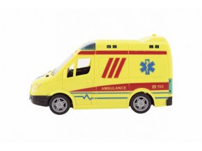 Auto ambulance plast 20 cm na setrvačník na baterie se zvukem se světlem v krabici 26x15x12 cm