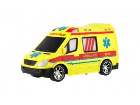 Auto RC ambulance plast 20 cm na dálkové ovládání 27MHz na baterie se světlem v krabici 28x13x11 cm