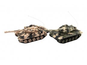 Tank RC 2 ks 25 cm tanková bitva+dob. pack 27MHZ a 40MHz maskáč se zvukem se světlem