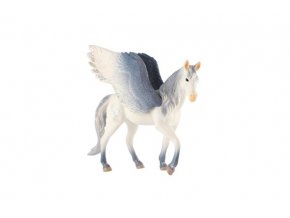 Kůň s křídly bílo-šedý zooted plast 14 cm v sáčku