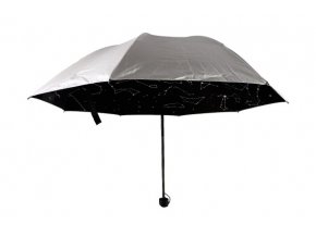 Deštník hvězdná obloha skládací 25 cm látka/kov pro dospělé stříbrný v sáčku