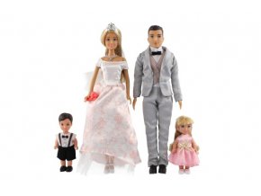 Panenka nevěsta a ženich Anlily plast 28 cm s rodinou v krabici