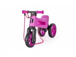Odrážedlo Funny Wheels Rider SuperSport fialové 2v1+popruh, výš. sedla 28/30 cm nos 25 kg