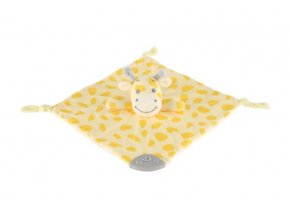 Žirafa na spaní  kousátko plyš 25x25 cm žlutá na kartě v sáčku