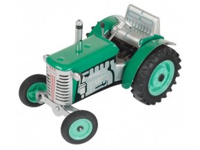 Traktor ZETOR zelený na klíček kov 14 cm 1:25 v krabičce