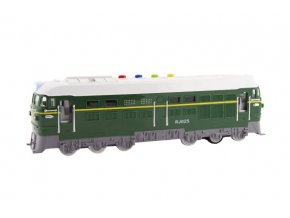 Lokomotiva/Vlak zelená plast 35 cm na baterie se zvukem se světlem v krabici