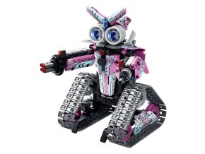 Robot RC skládací plast 15x23 cm 2,4GHz na baterie se světlem, zvukem růžový