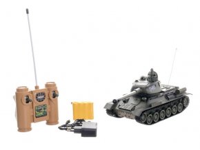 Tank RC plast 33 cm T-34/85 na baterie+dobíjecí pack 27MHz se zvukem a světlem v krabici